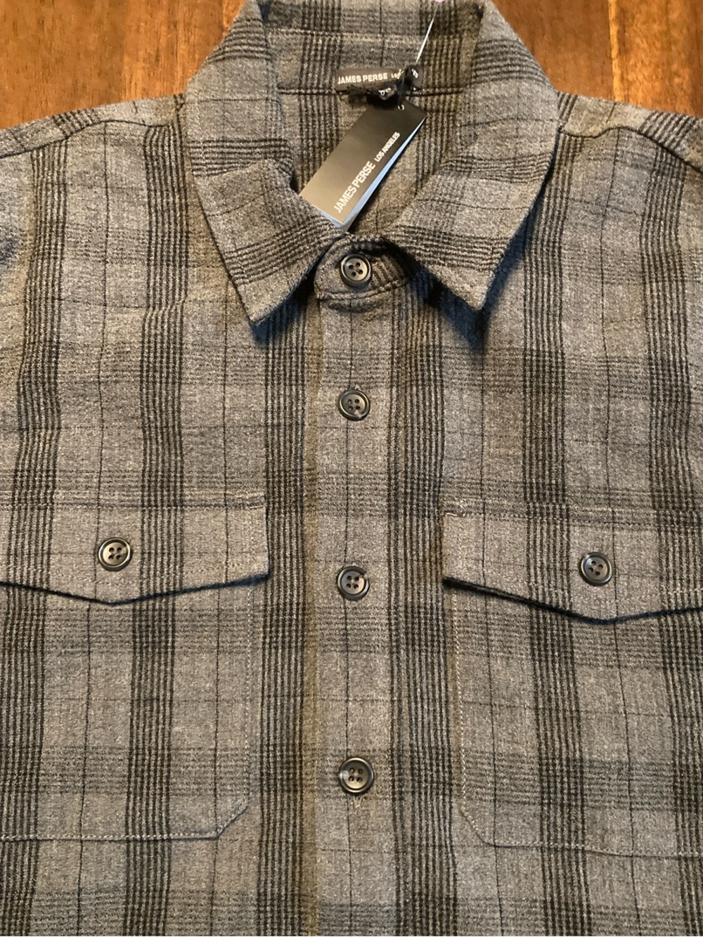 James Perse Gray Plaid Lightweight Shirt Jacket
